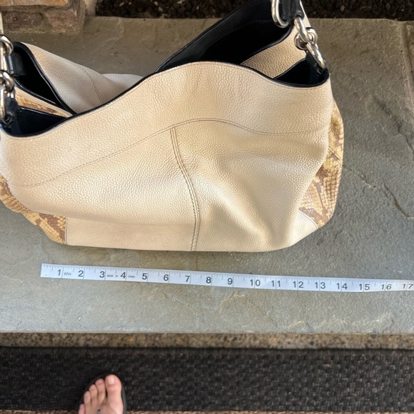 Coach Phoebe Two Tone Cream and Snake Python Sides - Picture 3 of 5